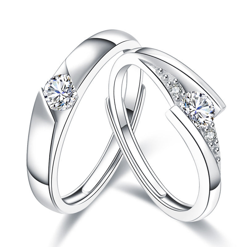 Echte Liebe hält ein Leben lang - Paarringe aus S925 Sterling Silber rhodiniert (weißgoldoptik) mit funkelnden Zirkonia-Steinen