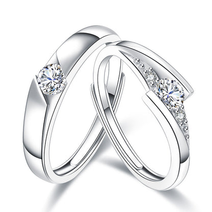 Echte Liebe hält ein Leben lang - Paarringe aus S925 Sterling Silber rhodiniert (weißgoldoptik) mit funkelnden Zirkonia-Steinen