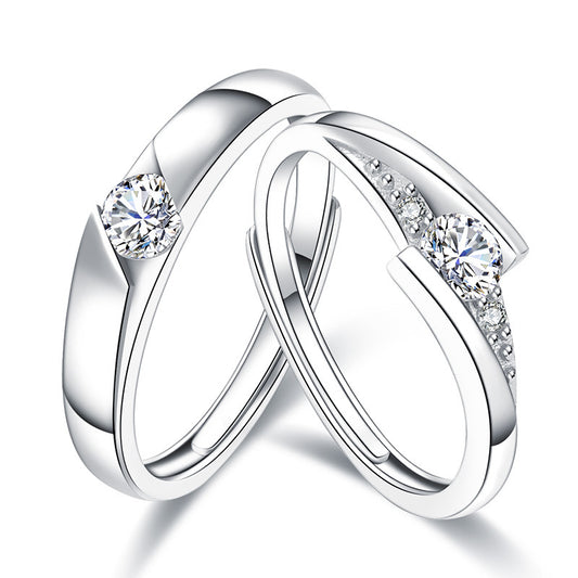 Echte Liebe hält ein Leben lang - Paarringe aus S925 Sterling Silber rhodiniert (weißgoldoptik) mit funkelnden Zirkonia-Steinen