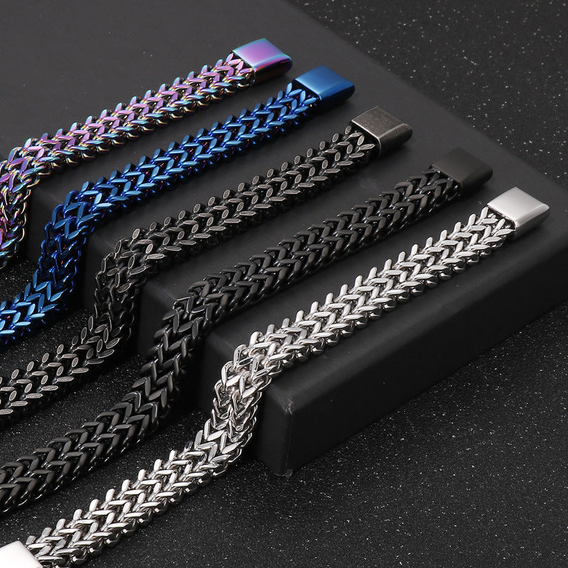 Titan Geflecht-Armband - Zweireihig - Schlichter Herrenschmuck