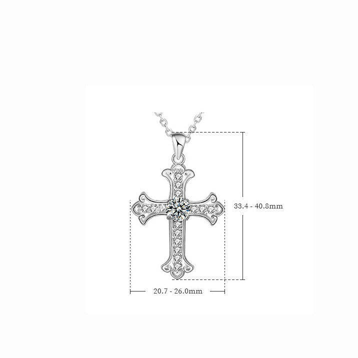 Kreuzanhänger mit Moissanit (0.5ct) | 925 Sterlingsilber mit Rhodium-Plattierung