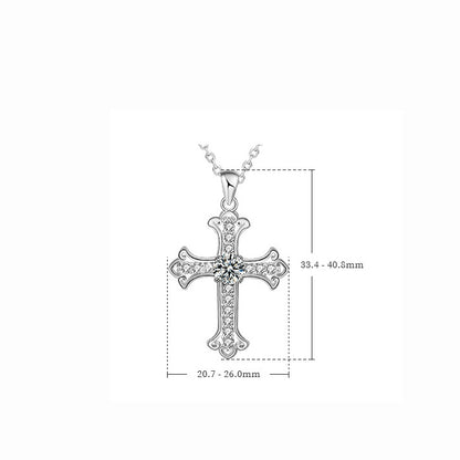 Kreuzanhänger mit Moissanit (0.5ct) | 925 Sterlingsilber mit Rhodium-Plattierung