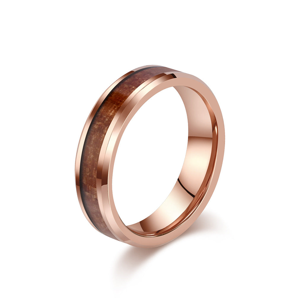 PIOWNN® Schlichter Wolframkarbid Ring mit Holzoptik - 4-6-8mm Unisex Partnerringe