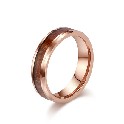 PIOWNN® Schlichter Wolframkarbid Ring mit Holzoptik - 4-6-8mm Unisex Partnerringe