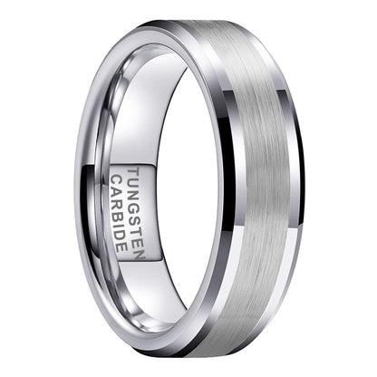Wolframstahl-Ring mit sandgestrahltem Mittelteil – Zeitlos & Robust