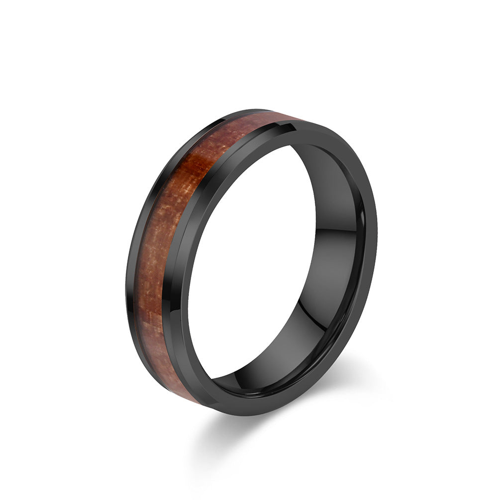 PIOWNN® Schlichter Wolframkarbid Ring mit Holzoptik - 4-6-8mm Unisex Partnerringe