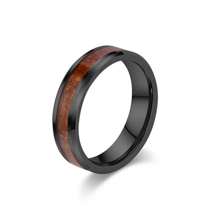 PIOWNN® Schlichter Wolframkarbid Ring mit Holzoptik - 4-6-8mm Unisex Partnerringe