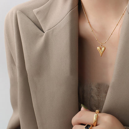 Minimalistisches Herz-Anhänger Halskette - 18K Echtgold Vergoldung / Edelstahl / Roségold (3 Farben)