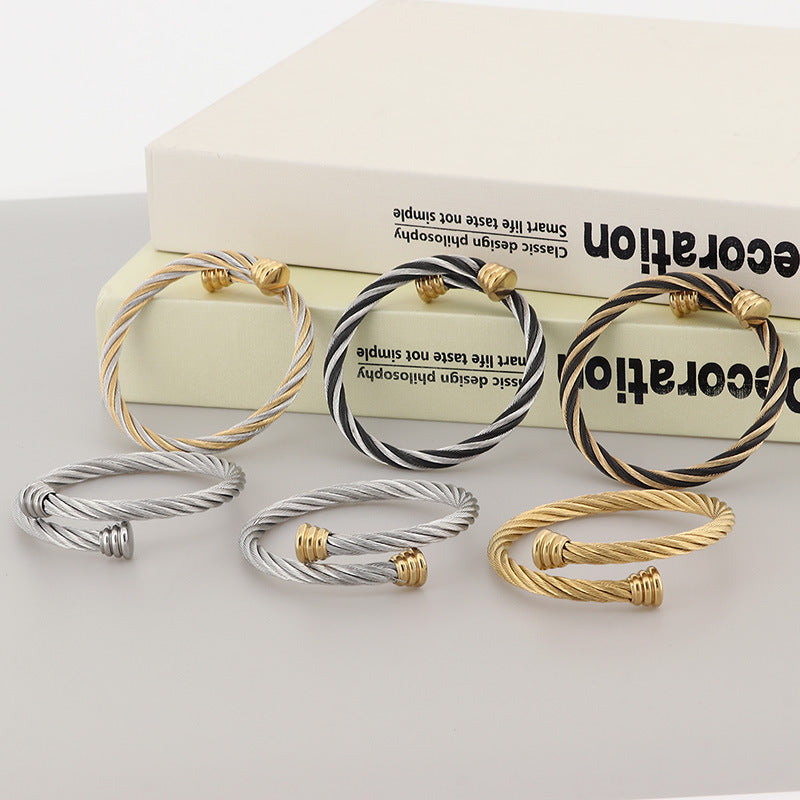 Edelstahl-Armband mit Kabelgeflecht-Design – Offener Verschluss für stylishen Look