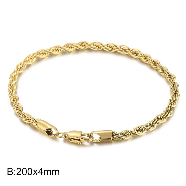 Herren Armband aus 18k vergoldetem Edelstahl - Geflochtenes Twisted Seil Design