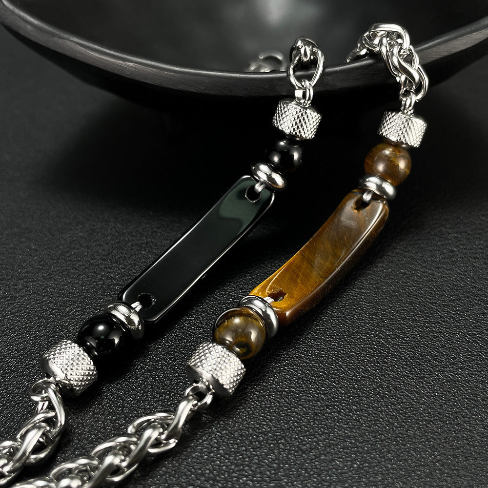 Edelstahl-Kettenarmband mit Tigerauge & Titan – Für Herren