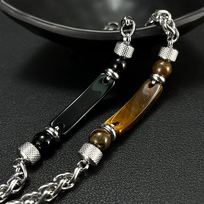 Edelstahl-Kettenarmband mit Tigerauge & Titan – Für Herren