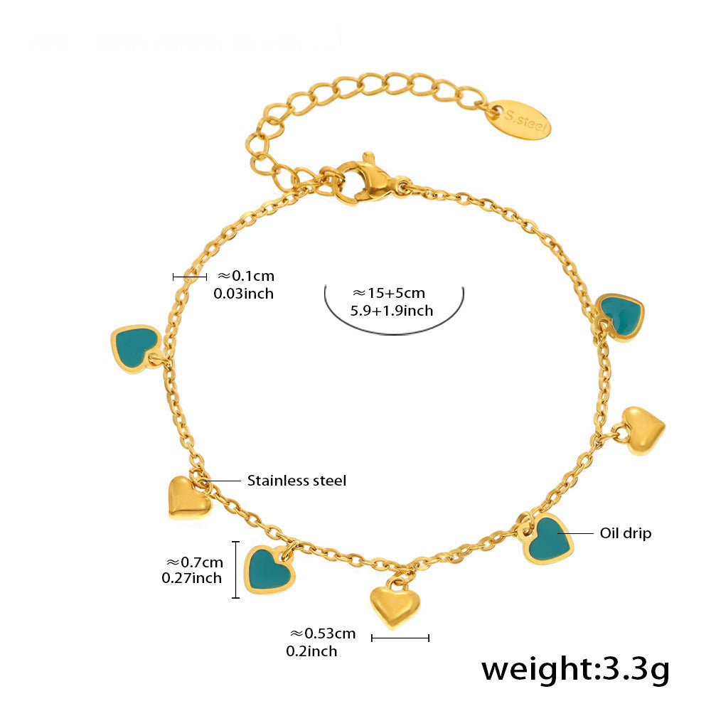 Mehrfarbige Grün-Herz-Kollektion – 18K vergoldeter Edelstahl Schmuck als Armband oder Halskette (wahlweise Gold- oder Silberoptik)
