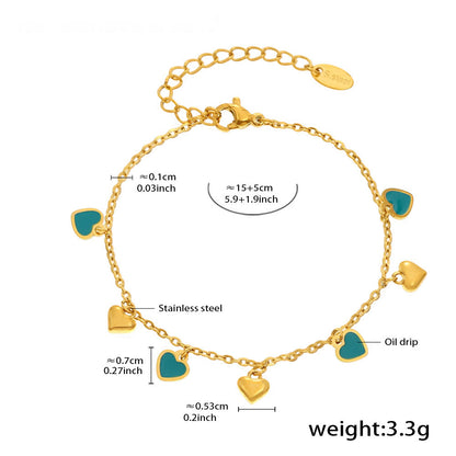 Mehrfarbige Grün-Herz-Kollektion – 18K vergoldeter Edelstahl Schmuck als Armband oder Halskette (wahlweise Gold- oder Silberoptik)