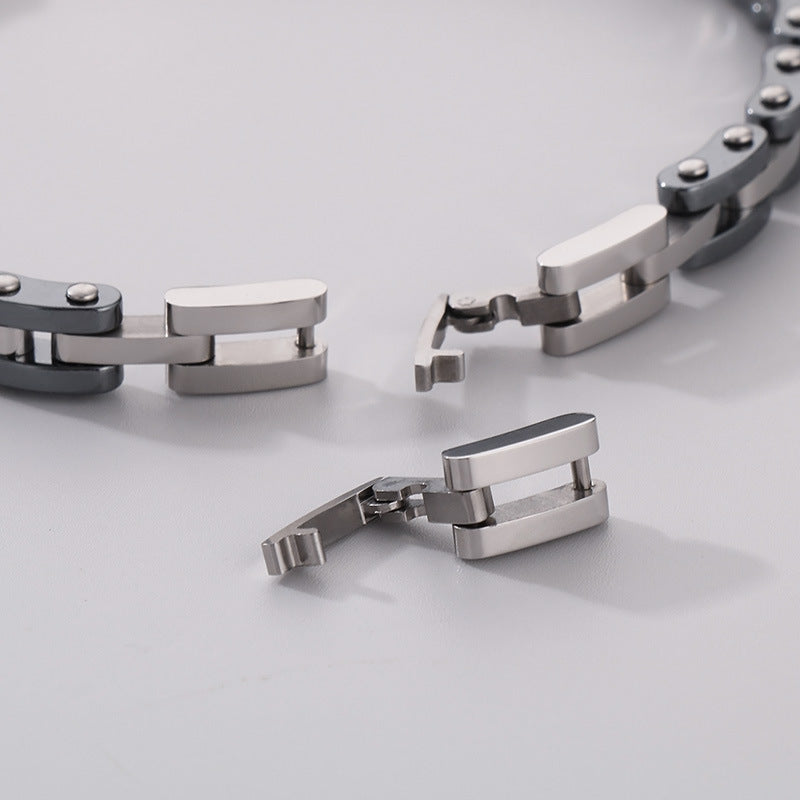 Maritimes Titanstahl-Armband für Herren – Mit eingraviertem Anker-Motiv & robuster Gliederkette