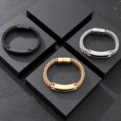 Punk Armband für Herren aus Edelstahl-Würfelkette mit Magnetverschluss – Robust & Rebellisch