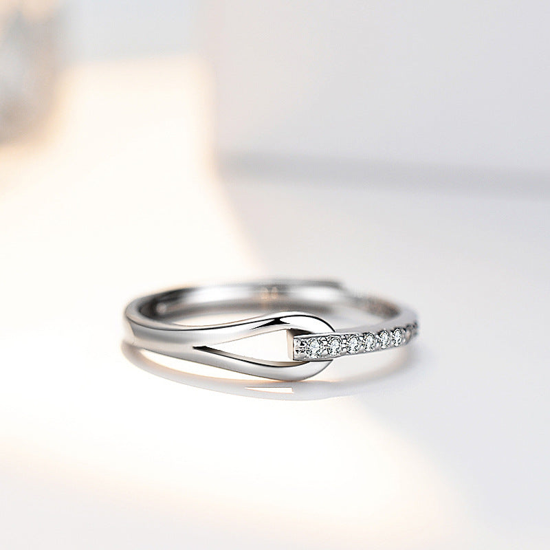 S925 Sterling Silber 'Rupert’s Träne' Paarringe - Rhodinierte Weißgold-Optik mit funkelnden Zirkonia-Steinen