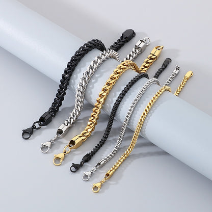 Minimalistische Kubaketten-Armbänder für Paare – Mit strukturiertem Wirbelmuster und Hochglanzschliff