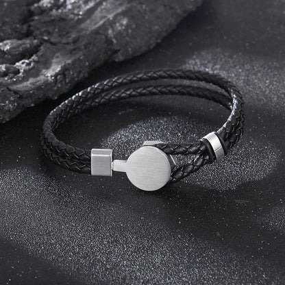 Retro Lederarmband mit Punkträgern – Doppelt geflochten & Individuell