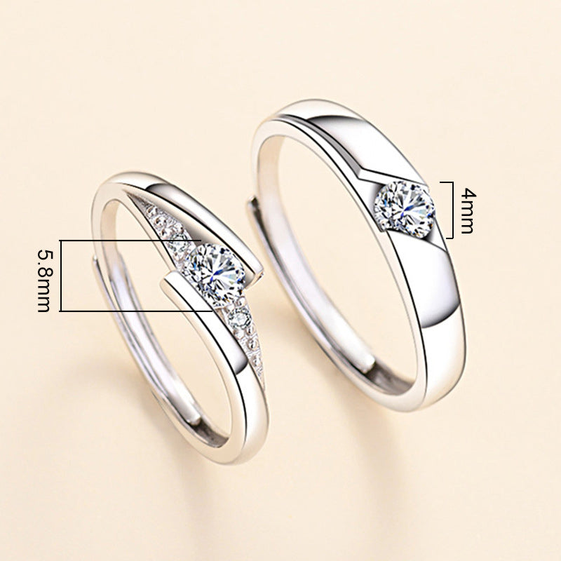 Echte Liebe hält ein Leben lang - Paarringe aus S925 Sterling Silber rhodiniert (weißgoldoptik) mit funkelnden Zirkonia-Steinen