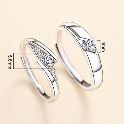 Echte Liebe hält ein Leben lang - Paarringe aus S925 Sterling Silber rhodiniert (weißgoldoptik) mit funkelnden Zirkonia-Steinen