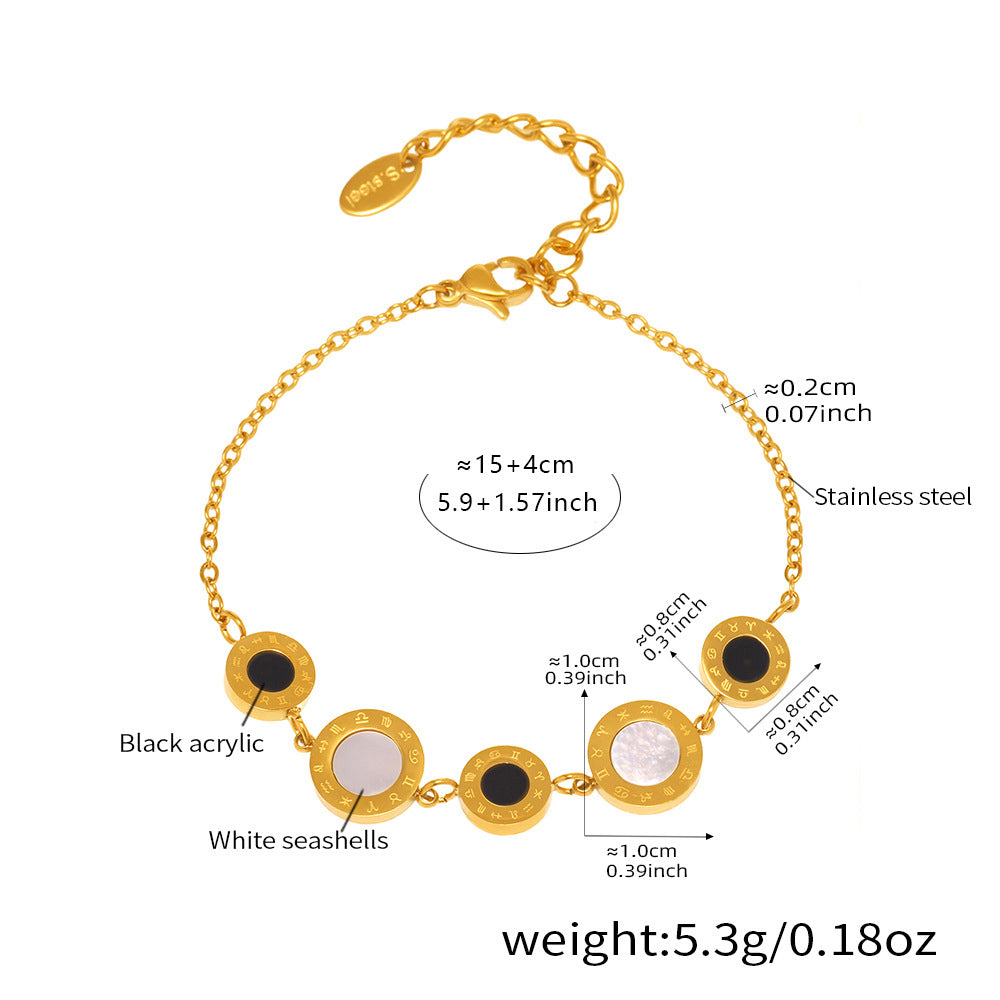 Edles Muschel-Armband & Kettenset mit römischen Ziffern – 3 Farbvarianten
