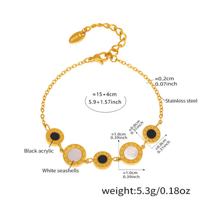 Edles Muschel-Armband & Kettenset mit römischen Ziffern – 3 Farbvarianten