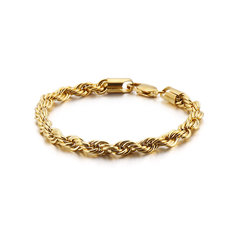Herren Armband aus 18k vergoldetem Edelstahl - Geflochtenes Twisted Seil Design