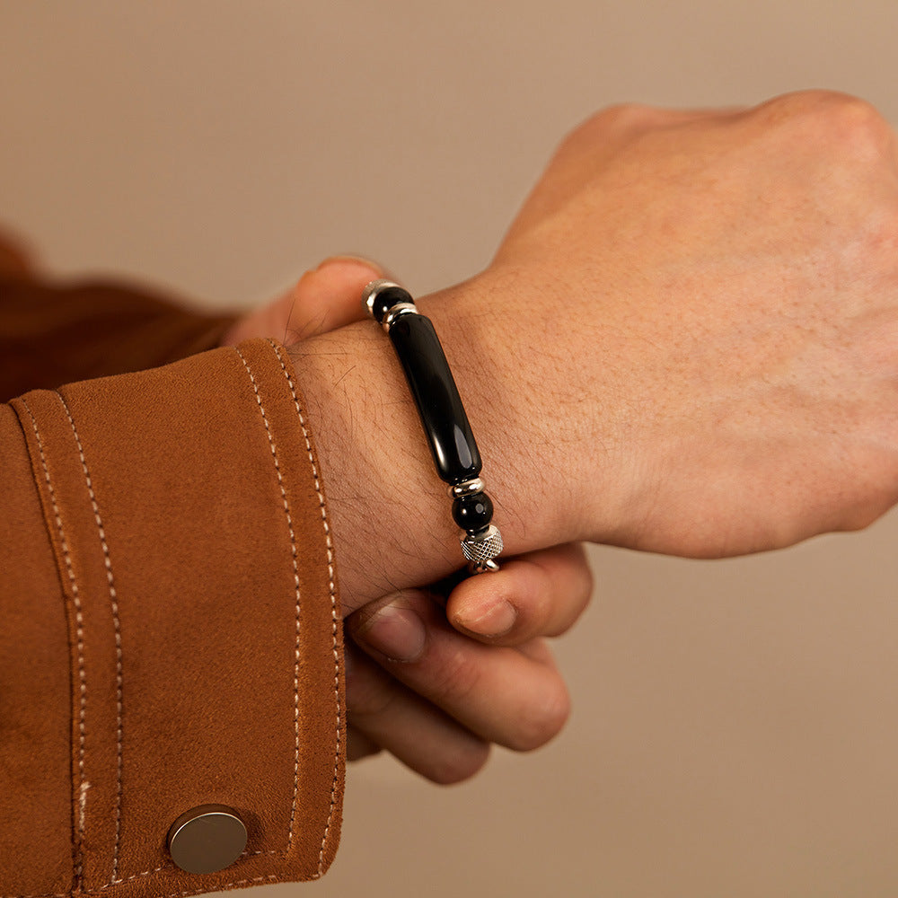 Edelstahl-Kettenarmband mit Tigerauge & Titan – Für Herren