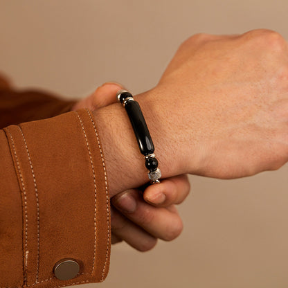 Edelstahl-Kettenarmband mit Tigerauge & Titan – Für Herren