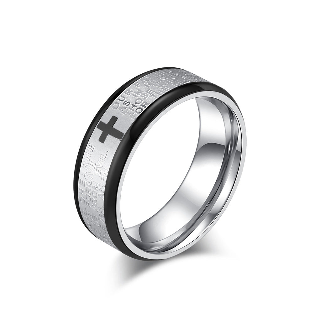 Bibelvers Ring für Männer - Edelstahl Kreuz Design - Christlicher Symbolschmuck