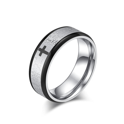 Bibelvers Ring für Männer - Edelstahl Kreuz Design - Christlicher Symbolschmuck