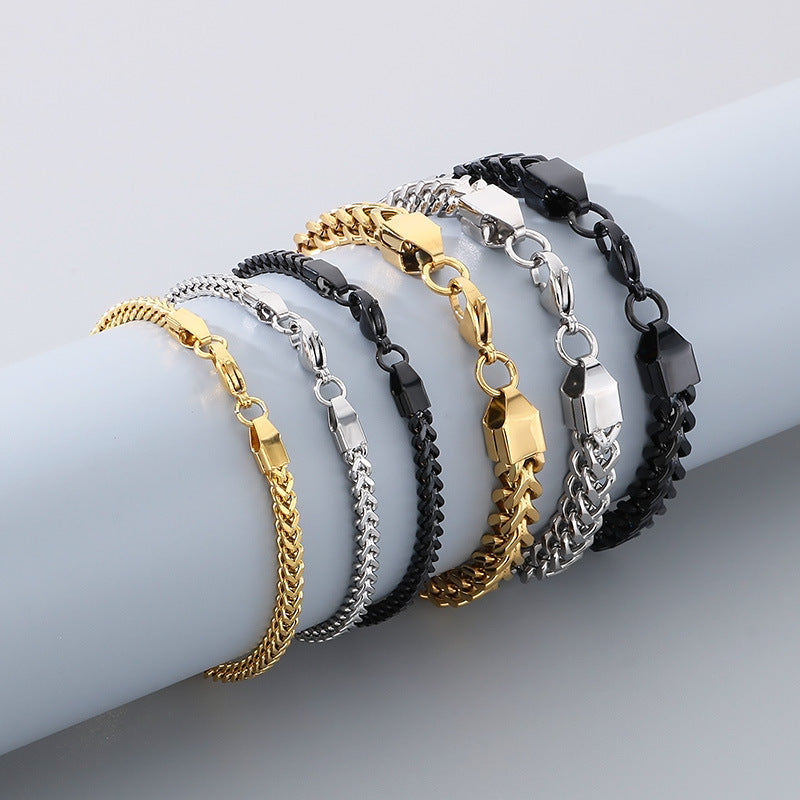 Minimalistische Kubaketten-Armbänder für Paare – Mit strukturiertem Wirbelmuster und Hochglanzschliff