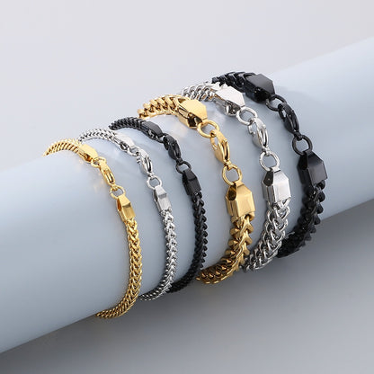 Minimalistische Kubaketten-Armbänder für Paare – Mit strukturiertem Wirbelmuster und Hochglanzschliff