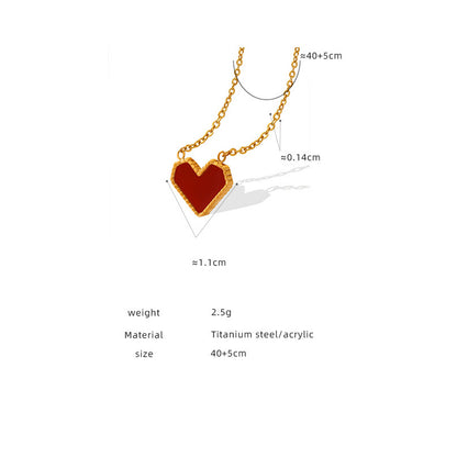 Französisches rotes Herz Anhänger Halskette | Edelstahl vergoldet / roségold / stahlfarben (3 Farben) | Elegante Liebeskette für Frauen | Geschenk für Sie