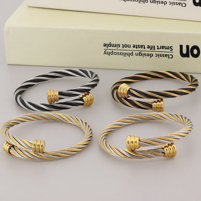 Edelstahl-Armband mit Kabelgeflecht-Design – Offener Verschluss für stylishen Look
