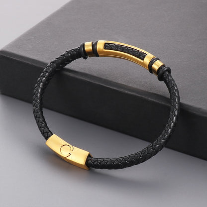 Schlichtes geflochtenes Lederarmband mit Magnetplatte – Unisex Design