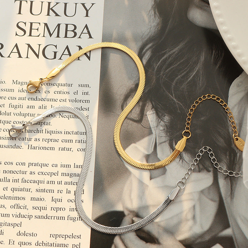 Minimalistische Kettenglieder Halskette (Schlüsselbein & Classic) + Armband - Vergoldet & Edelstahl-Optik