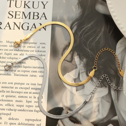 Minimalistische Kettenglieder Halskette (Schlüsselbein & Classic) + Armband - Vergoldet & Edelstahl-Optik