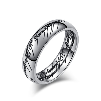 Herr der Ringe Ring - Titanstahl Mittelerde-Replik mit Elfen-Inschriften - Filmgenaue Dark Edition