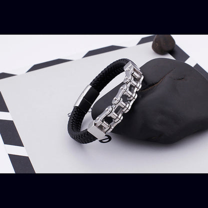 Herren Armband aus Edelstahlkette & geflochtenem Leder – Robust & Stilvoll