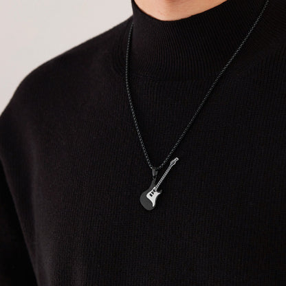 Hip-Hop Gitarren-Anhänger Straßenstyle – Klassisches Titan-Halsband für Männer