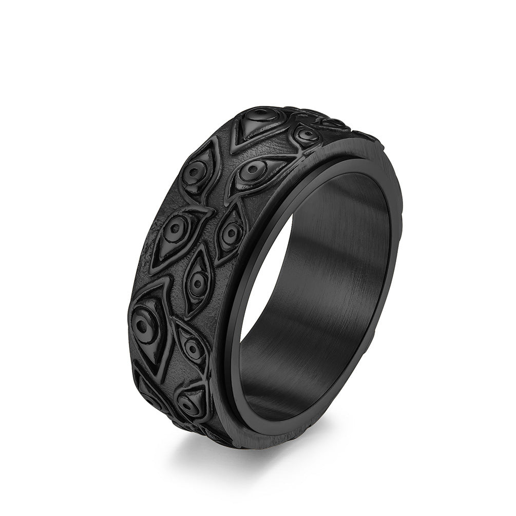 Dämonen-Auge Titanring für Herren | Drehbarer Anti-Stress-Ring - 316L Edelstahl im Vintage-Design