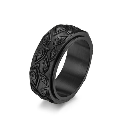 Dämonen-Auge Titanring für Herren | Drehbarer Anti-Stress-Ring - 316L Edelstahl im Vintage-Design