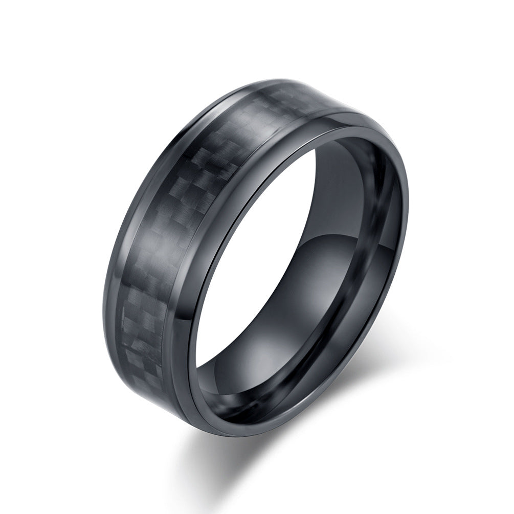 Titanstahl Ring mit Carbonfaser - Moderner Männerschmuck - Leichter & Hochfester Herrenring
