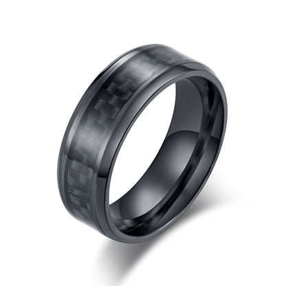Titanstahl Ring mit Carbonfaser - Moderner Männerschmuck - Leichter & Hochfester Herrenring