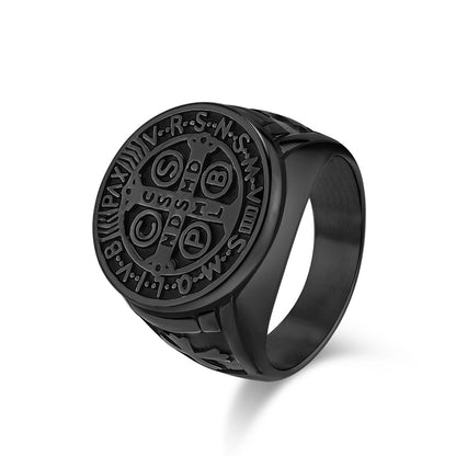 Gothic Kreuz Ring - Edelstahl Männerschmuck mit Okkultem Design - Punk & Rock Accessoire