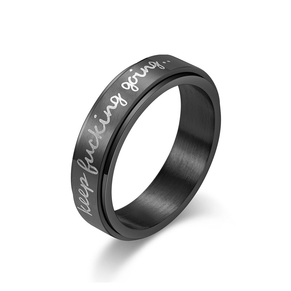 Motivring ,Keep Fucking Going' - Drehbarer Titan Ring - Rebellischer Spruchschmuck