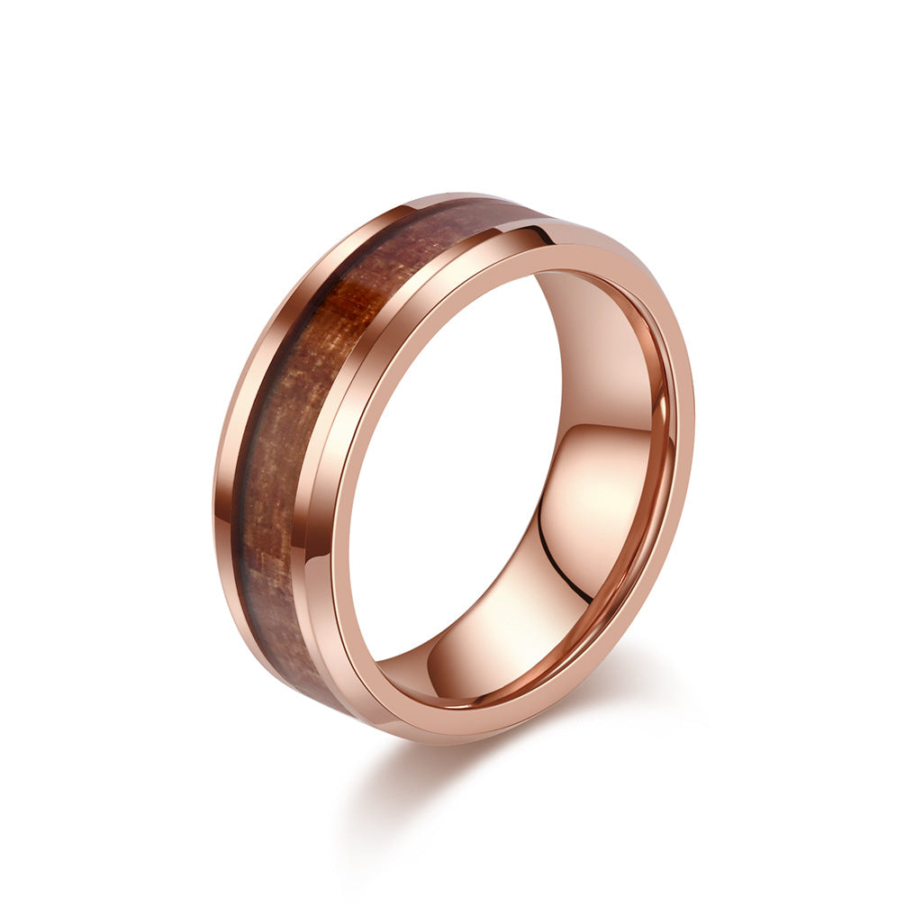 PIOWNN® Schlichter Wolframkarbid Ring mit Holzoptik - 4-6-8mm Unisex Partnerringe