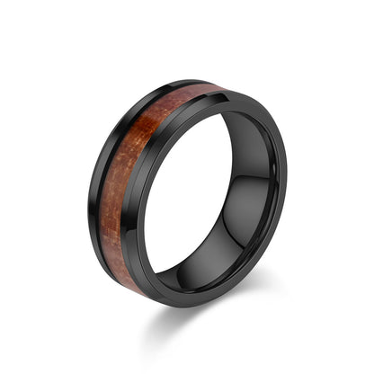 PIOWNN® Schlichter Wolframkarbid Ring mit Holzoptik - 4-6-8mm Unisex Partnerringe